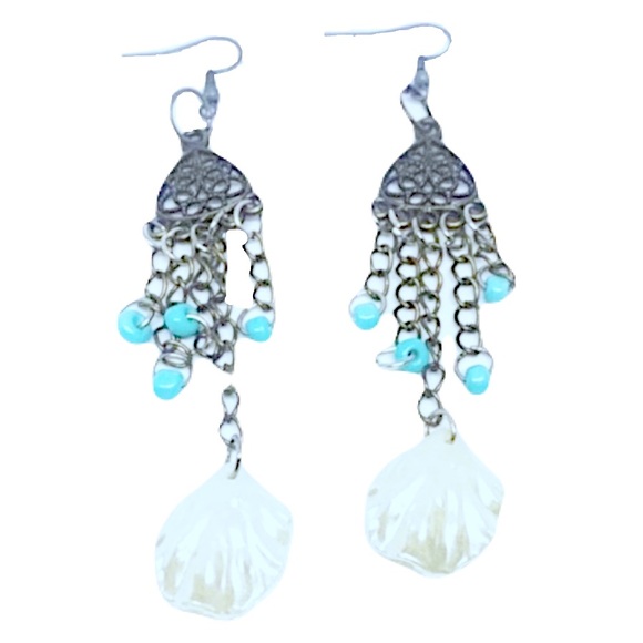 New Handmade Antique S925 Silver Turquoise Shell Bronze Dangle Earrings - Picture 14 of 14